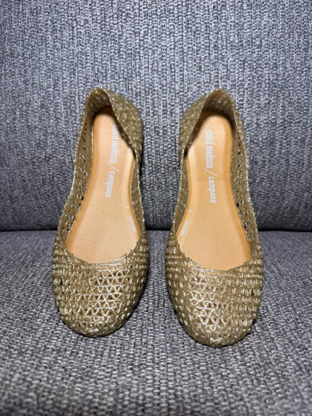 Mini Melissa Campana Papel Little Girls Gitter Zig Zag Ballet Flats size 1